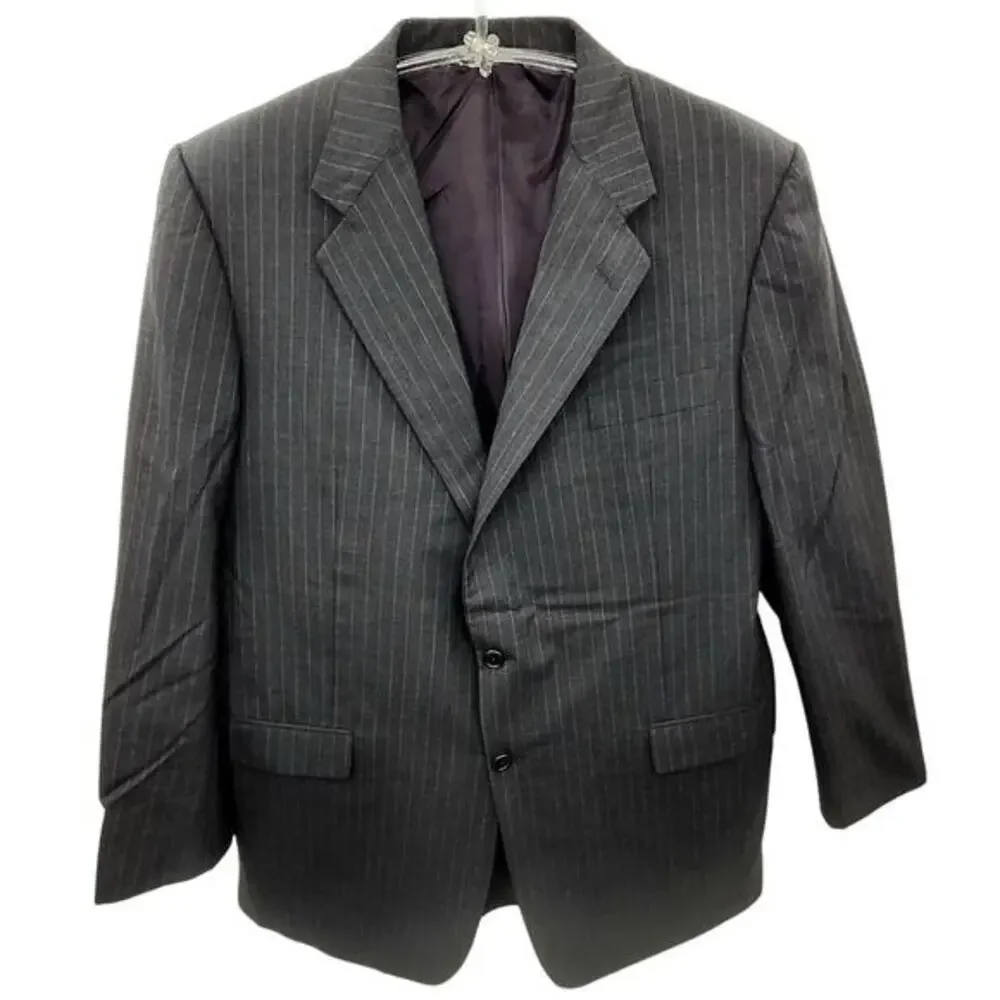 Barneys New York‎ Gray Pin Stripe Two Button Single Breasted Men's Suit Jacket